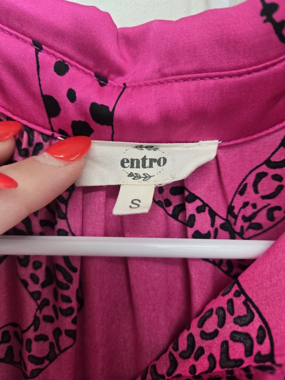Entro Hot Pink Button-Down Leopard Print Tunic Dress Size S - Picture 3 of 5